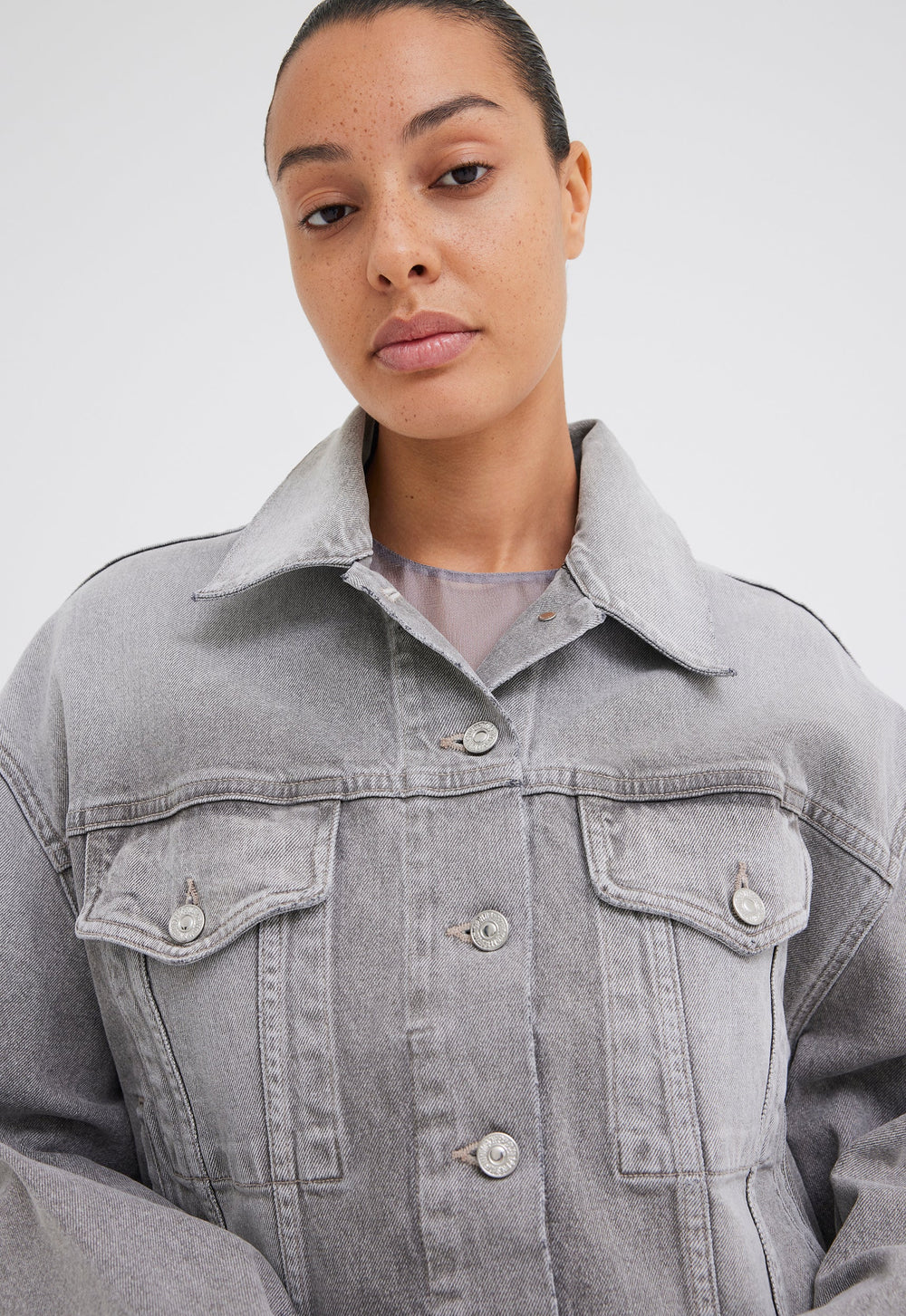 Jac+Jack Citizens of Humanity Quira Puff Denim Jacket - Quartz Grey